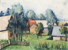 Josef Hubáček, Village Houses, 1927, oil on canvas