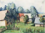 Josef Hubáček, Village Houses, 1927, oil on canvas