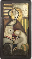 Enrico Baj, Woman, 1960, mixed media, wooden board