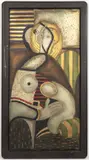 Enrico Baj, Woman, 1960, mixed media, wooden board