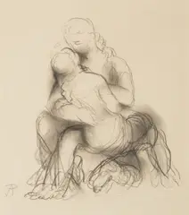 Antonín Procházka, Cycle - Lovers, 1930s, pencil, indian ink, paper