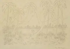 Jan Zrzavý, Exotic Landscape, Around 1913, pencil, paper