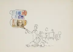 Vladimír Renčín, Cartoons, 1990s, marker, collage, paper