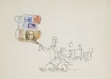 Vladimír Renčín, Cartoons, 1990s, marker, collage, paper
