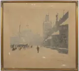 Tavík František Šimon, Ice Rink Under the Charles Bridge, 1917, etching, paper