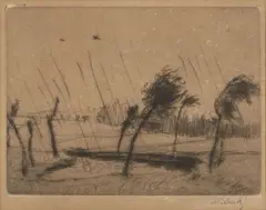 Max Švabinský, Rain, 1913, etching, paper