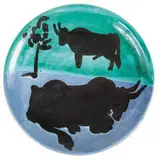Toros by Pablo Picasso, 1952, Turned plate of white earthenware clay, decoration in engobes and oxidized paraffin, sold May 2015