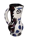 Pablo Picasso, Small Owl Jug, 1955, Turned pitcher of white earthenware clay, decoration in oxides, and engraved by knife on white enamel