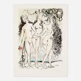 The Three Graces by Salvador Dalí, 1966, lithograph in colors on BFK Rives, sold Nov 2022