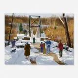 Alexander Farnham, Snow Day on the Bridge, oil on canvas