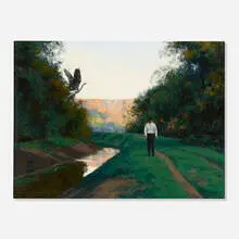 Alexander Farnham, Canal Towards Evening, oil on canvas