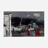 Louis Bosa, Skating Monks, oil on canvas