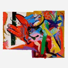 Untitled by Choi Wook-Kyung, c. 1965, mixed media collage, sold Nov 2022