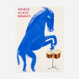 David Shrigley, Horse Plays Bongos, 2021, acrylic on paper