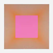 Orange Edged Magenta by Richard Anuszkiewicz, 1981, acrylic on canvas, sold Nov 2022