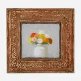 Robert Kulicke, Zinnias in a Mustard Jar