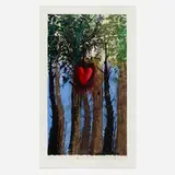 The Forest Up North by Jim Dine, 1993, woodcut with hand coloring on Arches Cover White paper, sold Oct 2022