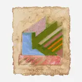 Grodno I (from the Paper Reliefs series) by Frank Stella, 1975, cotton-pulp relief print with collage and hand-coloring on white and colored HMP handmade paper, sold Oct 2022