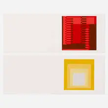 Folio I / Folder 22; Folio I / Folder 20 (two works from the Formulation : Articulation portfolio) by Josef Albers, 1972, screenprint in colors, sold Oct 2022