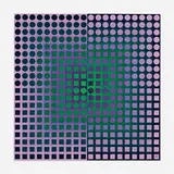 Zoeld Violet / Green by Victor Vasarely, 1971, BASF Luran mounted on aluminium, sold Oct 2022