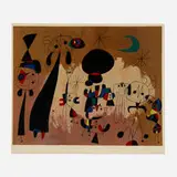 Femme, lune, étoile by Joan Miró, 1963, lithograph in colors on BFK Rives, sold Oct 2022