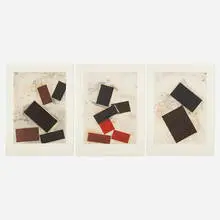 Joel Shapiro, Three works from the Crommelynck portfolio, 1990, etching and aquatint in colors on Hahnemühle
