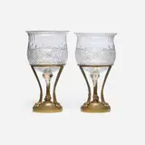 Empire Style, Candleholders, pair, cut glass, brass