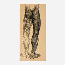 20th Century, Untitled (Line drawing of a man), ink on paper