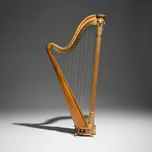 Erard Frères, Harp, sapele, carved and gilt wood, gilt brass