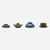 Marblehead Pottery, Collection of four desktop accessories, c. 1920, glazed earthenware, glass