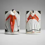 Art Déco, Pierrot and Pierrette bookends, pair, c. 1930, painted porcelain
