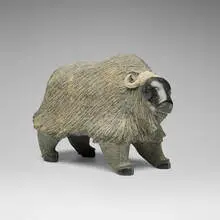 Manasie Akpaliapik, Muskox (Inuit sculpture), c. 1997, soapstone, bone