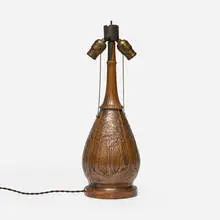 Handel, Lamp base with forest landscape, copper-plated metal