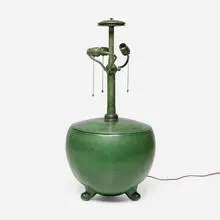 Weller Pottery, Table lamp base, c. 1905, glazed earthenware, patinated metal