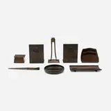 Roycroft and Karl Kipp, Collection of eight desk articles, c. 1920, handwrought copper, glass