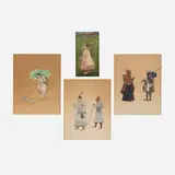Company School, Four miniature paintings, gouache and ink on paper