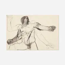 Leon Golub, Combat, charcoal on paper
