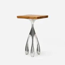 occasional table from Bob San, Chicago by Jordan Mozer, 2006, cast aluminum, stained walnut, sold Sep 2016
