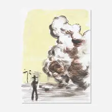 Daniel Richter, Rauch 3, 2003, ink and gouache on paper with tape