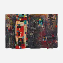 Terence David La Noue, Orient Express Sarajevo, 1986, mixed media on canvas