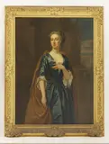 John Vanderbank The Younger, Untitled, in a blue dress and gold cloak Oil on canvas 125 x 100cm