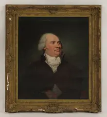 Robert Pine, Untitled, in a red jacket and white stock Oil on canvas 75 x 62cm Provenance: Wood Hall