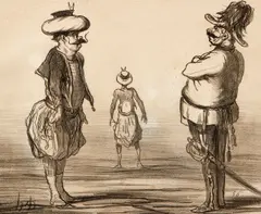 after Honore Daumier, Le General Schlagmann, s'imaginant que le costume…, 1859, lithograph on paper