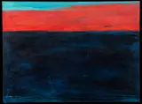 Charles Battaglini, Untitled Blue and Red Landscape, acrylic on canvasboard