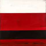 Charles Battaglini, Untitled Red Bands, acrylic on canvas, 13.75 inches square