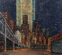 Manhattan by Chottiner, 1988, mixed media on board, offered Feb 2022