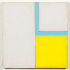 11/2002 No. 6 (Blue Angle over Yellow Square) by Harry Grant, 2002, acrylic on linen on panel, offered Feb 2022
