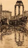 Elias Grossman, Temple of Castor & Pollux, 1927, etching and aquatint