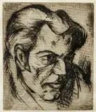 Hanns Kralik, Ich [I, aka Sel Portrait], 1926, etching on paper