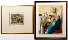 Ira Moskowitz, The Meeting, hand colored, etching